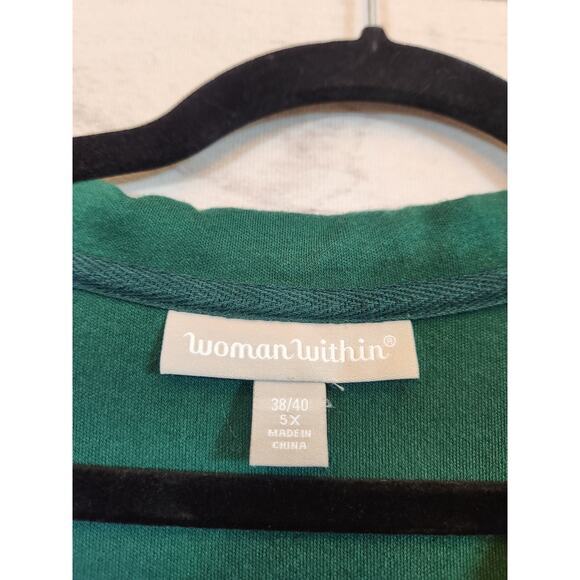 Woman Within Womens Green Velour Long Sleeve 1/4 Zip Pullover Sweatshirt Size 5X - Picture 3 of 6